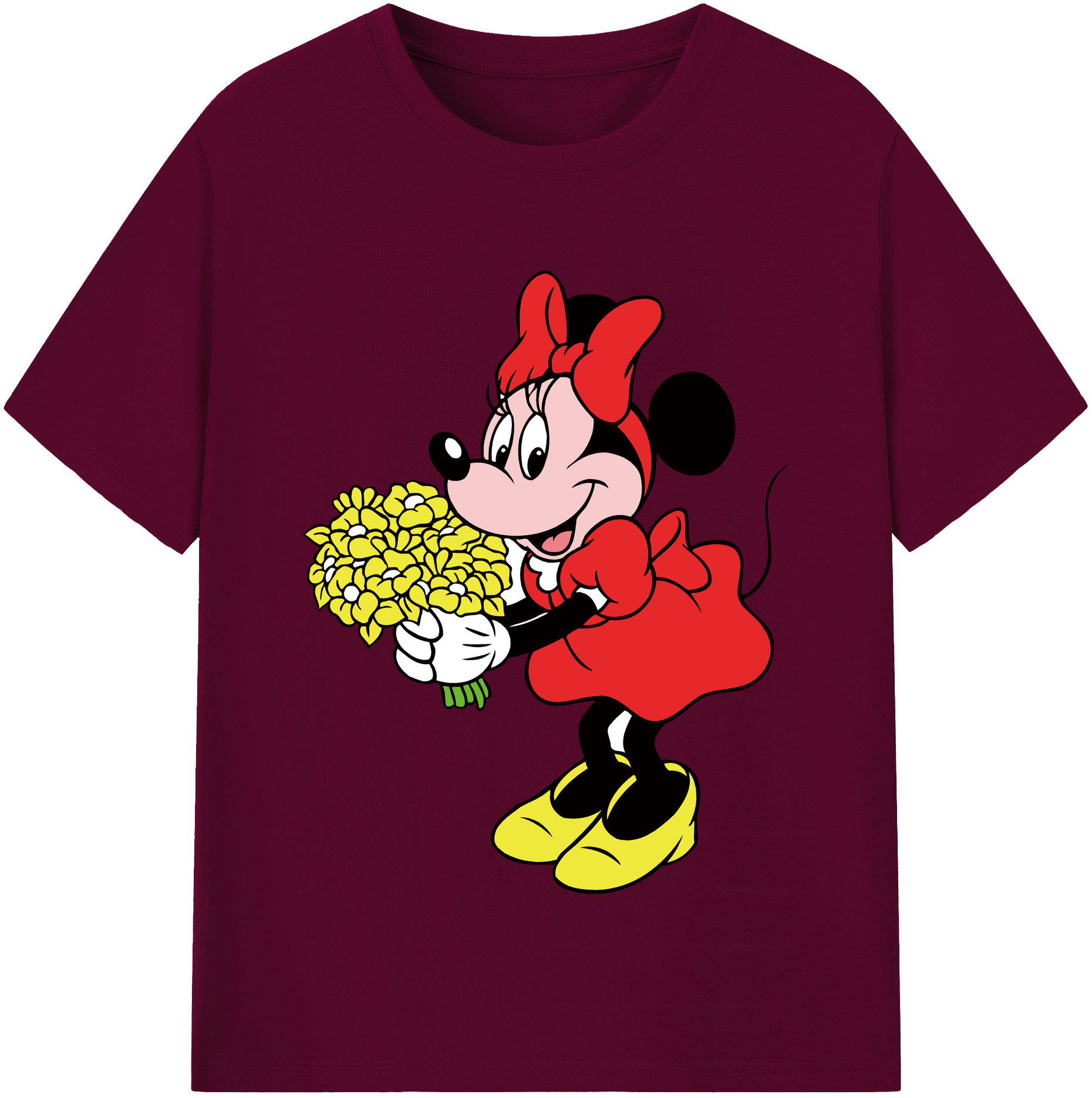 （画像用） ミッキーマウス Mickey Mouse レディースカジュアルプリントTシャツ（綿100％）